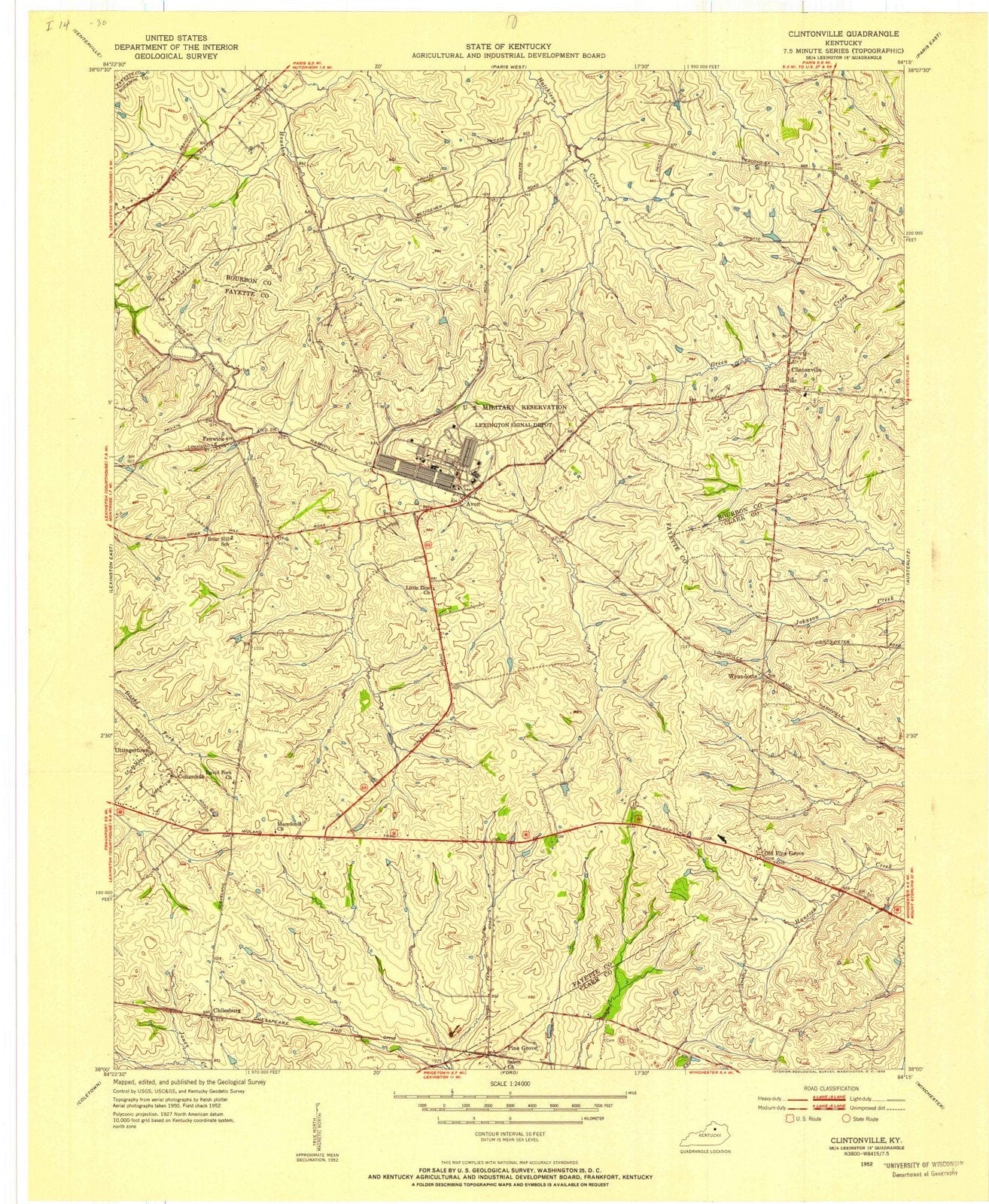 1952 Clintonville, KY - Kentucky - USGS Topographic Map