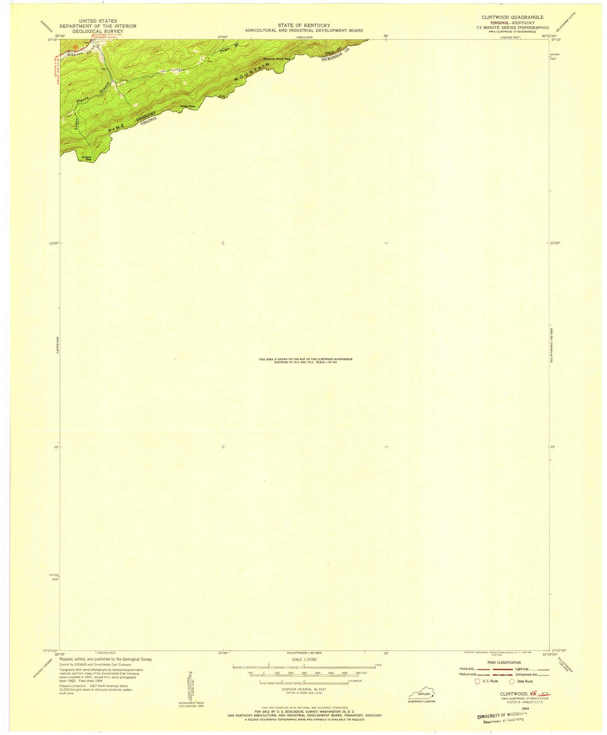 1954 Clintwood, VA - Virginia - USGS Topographic Map
