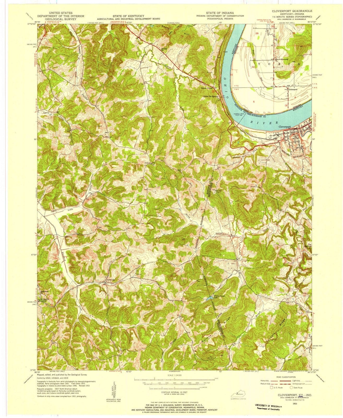 1953 Cloverport, KY - Kentucky - USGS Topographic Map