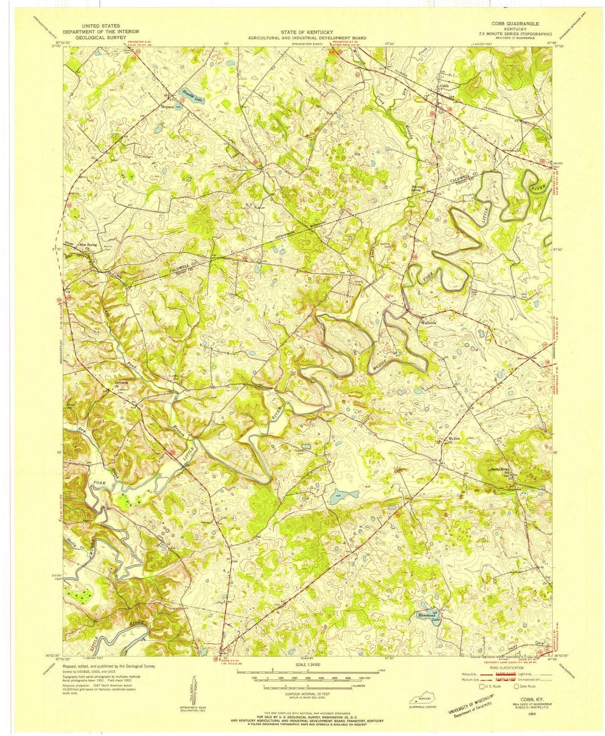 1953 Cobb, KY - Kentucky - USGS Topographic Map