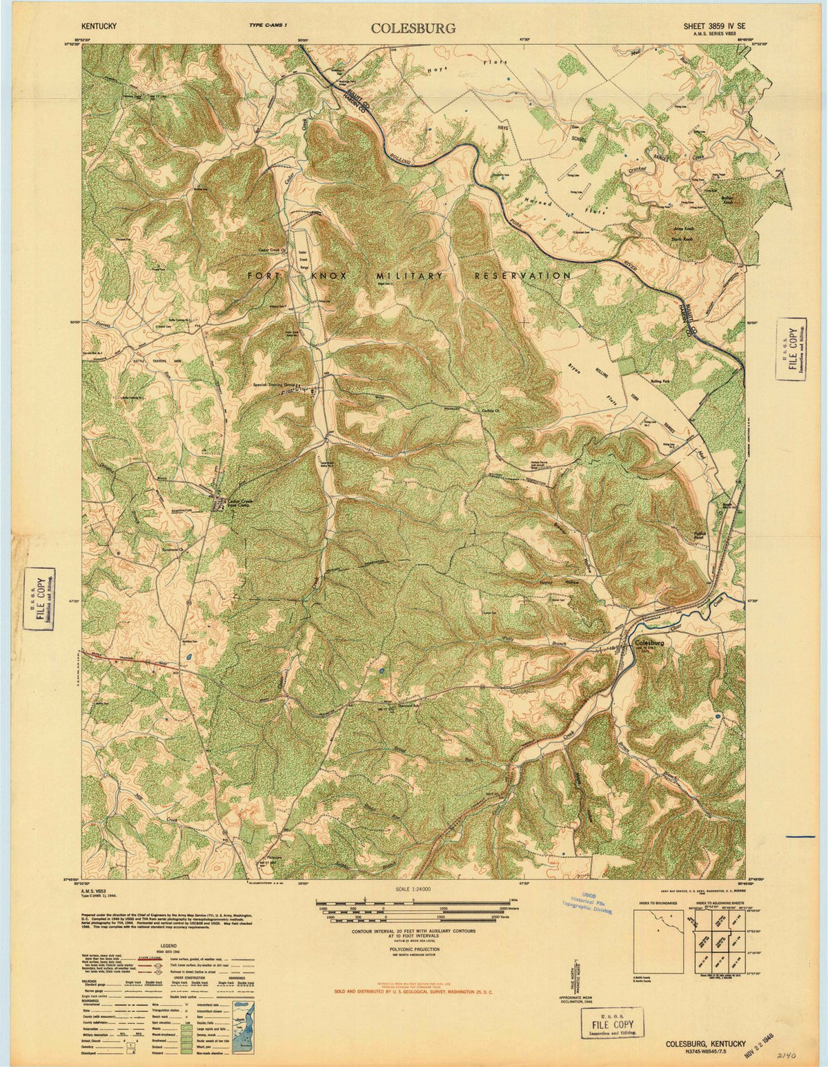 1946 Colesburg, KY - Kentucky - USGS Topographic Map