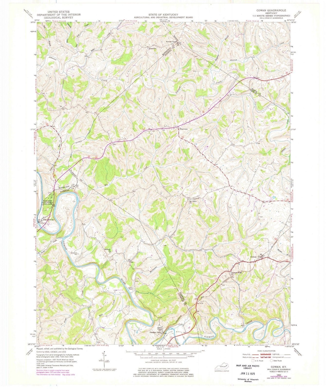 1952 Cowan, KY - Kentucky - USGS Topographic Map