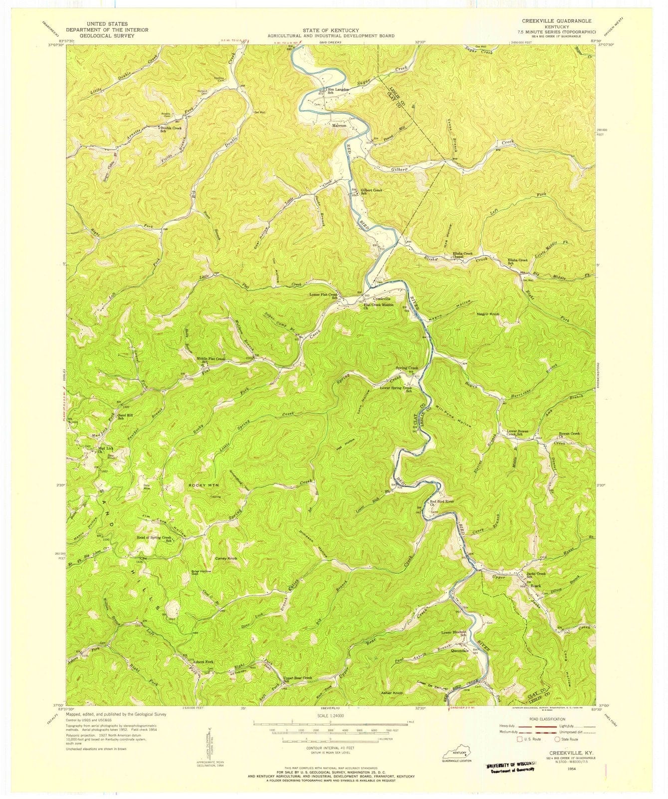 1954 Creekville, KY - Kentucky - USGS Topographic Map