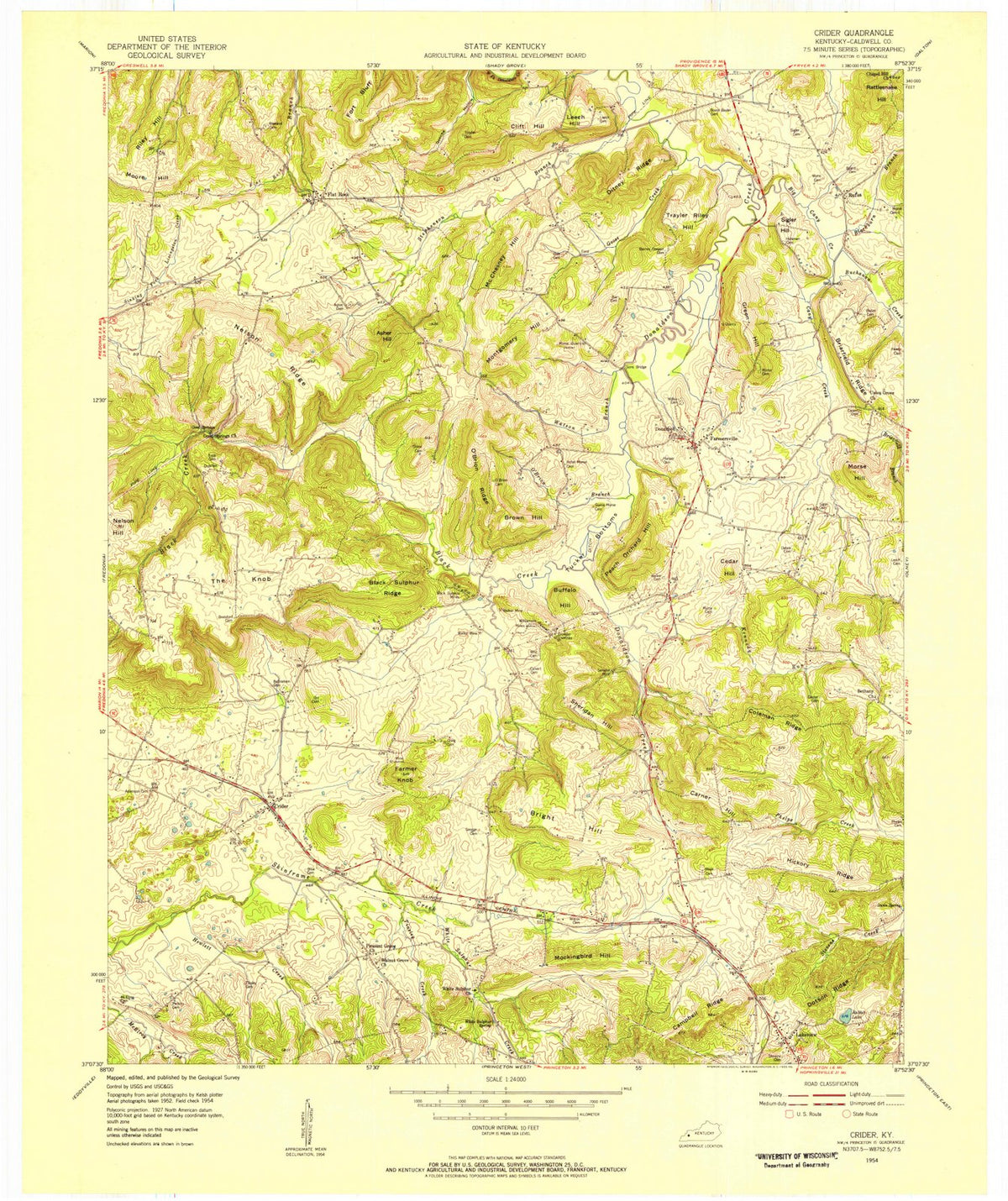 1954 Crider, KY - Kentucky - USGS Topographic Map
