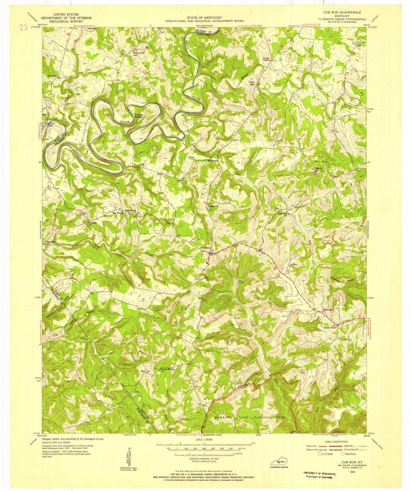 1954 Cub Run, KY - Kentucky - USGS Topographic Map