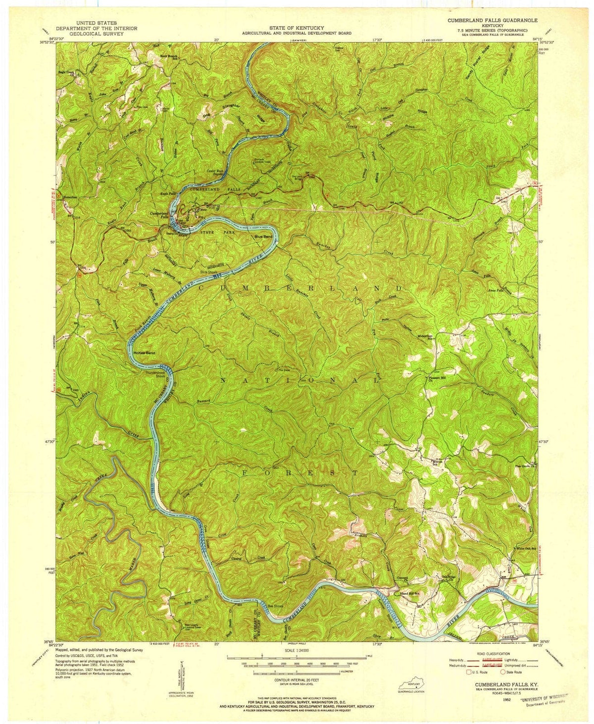 1952 Cumberland Falls, KY - Kentucky - USGS Topographic Map