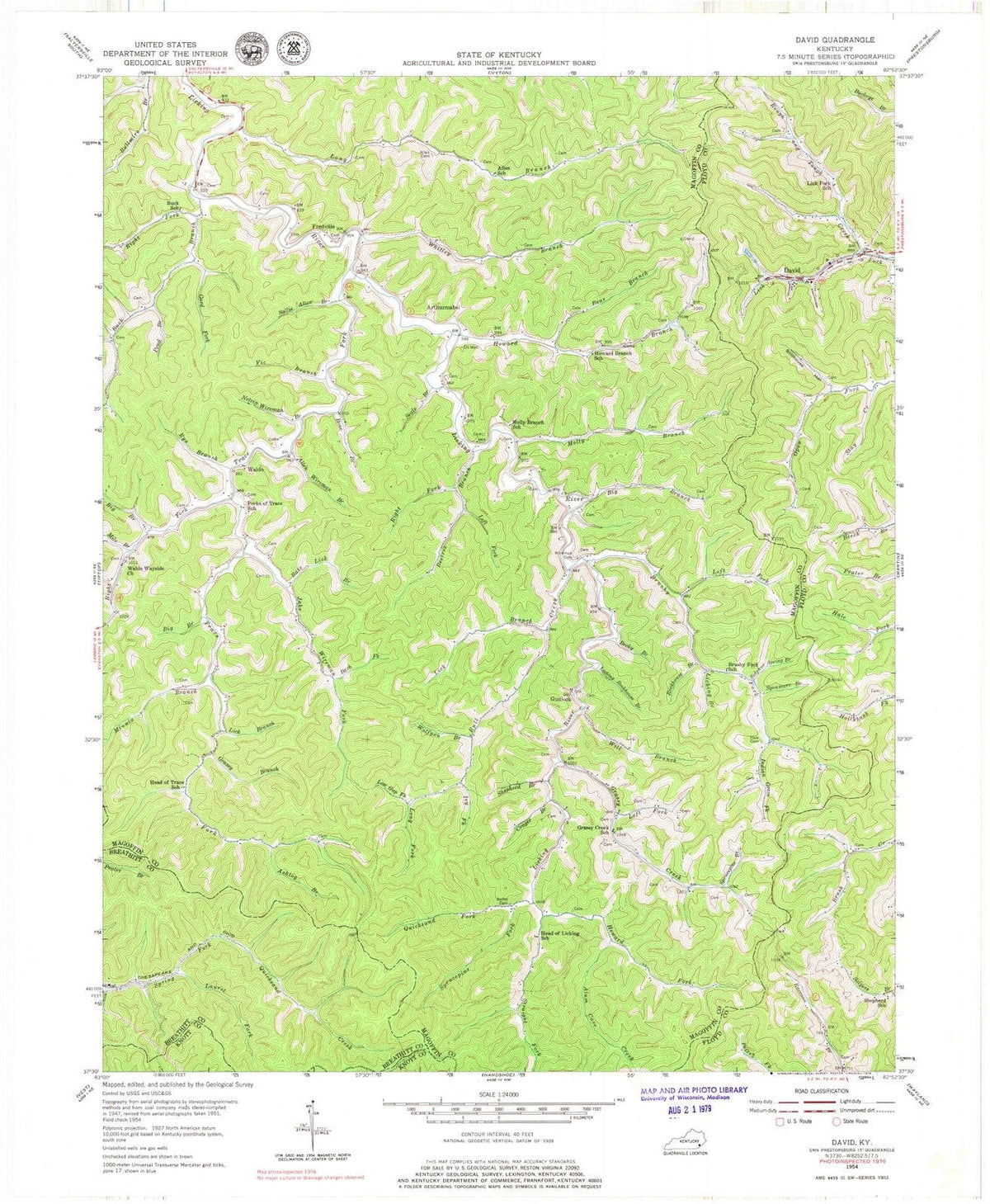 1954 David, KY - Kentucky - USGS Topographic Map