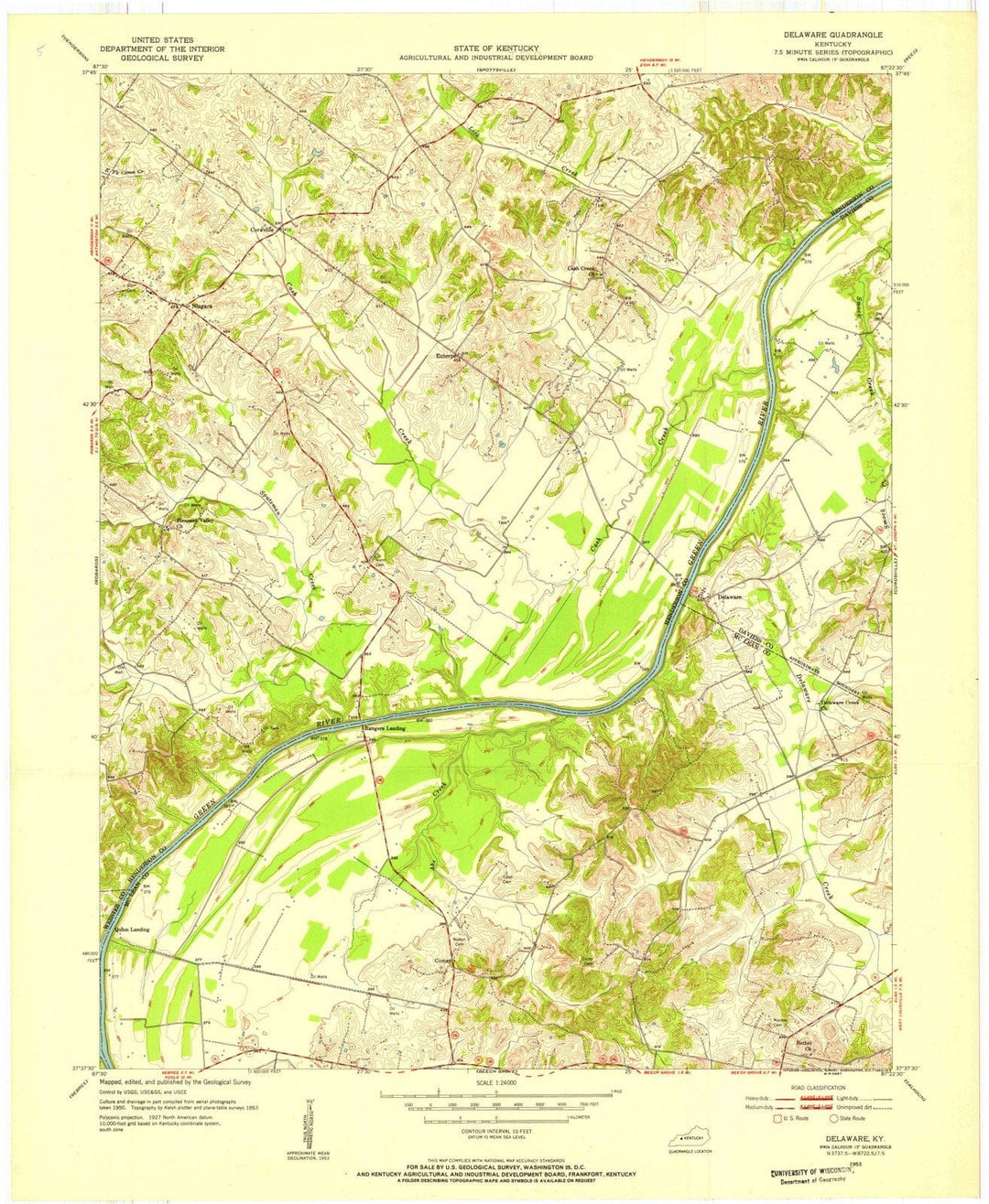 1953 Delaware, KY - Kentucky - USGS Topographic Map