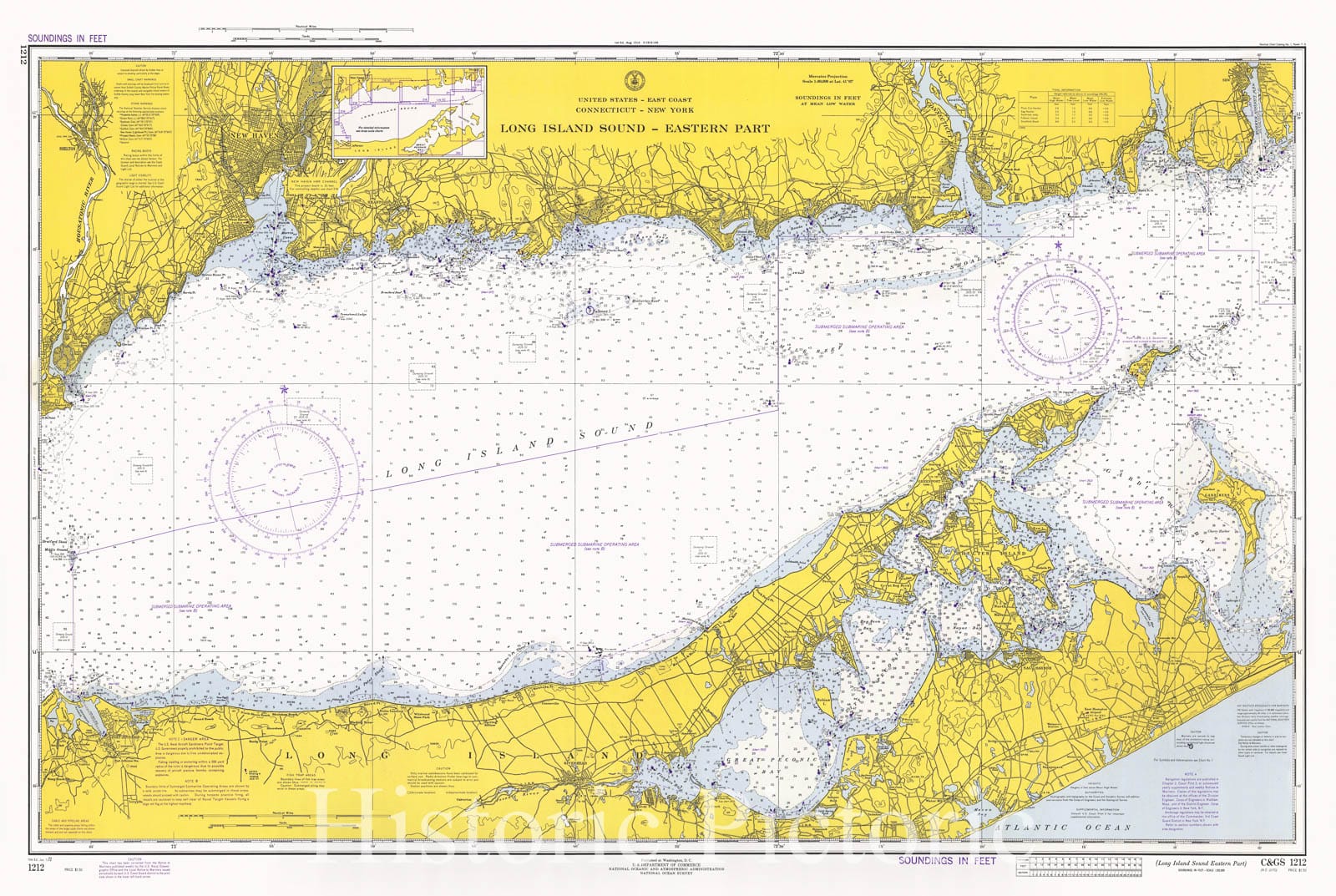 Historic Nautical Map - Long Island Sound Eastern Part, 1972 NOAA Chart - Connecticut, New York (CT, NY) - Vintage Wall Art