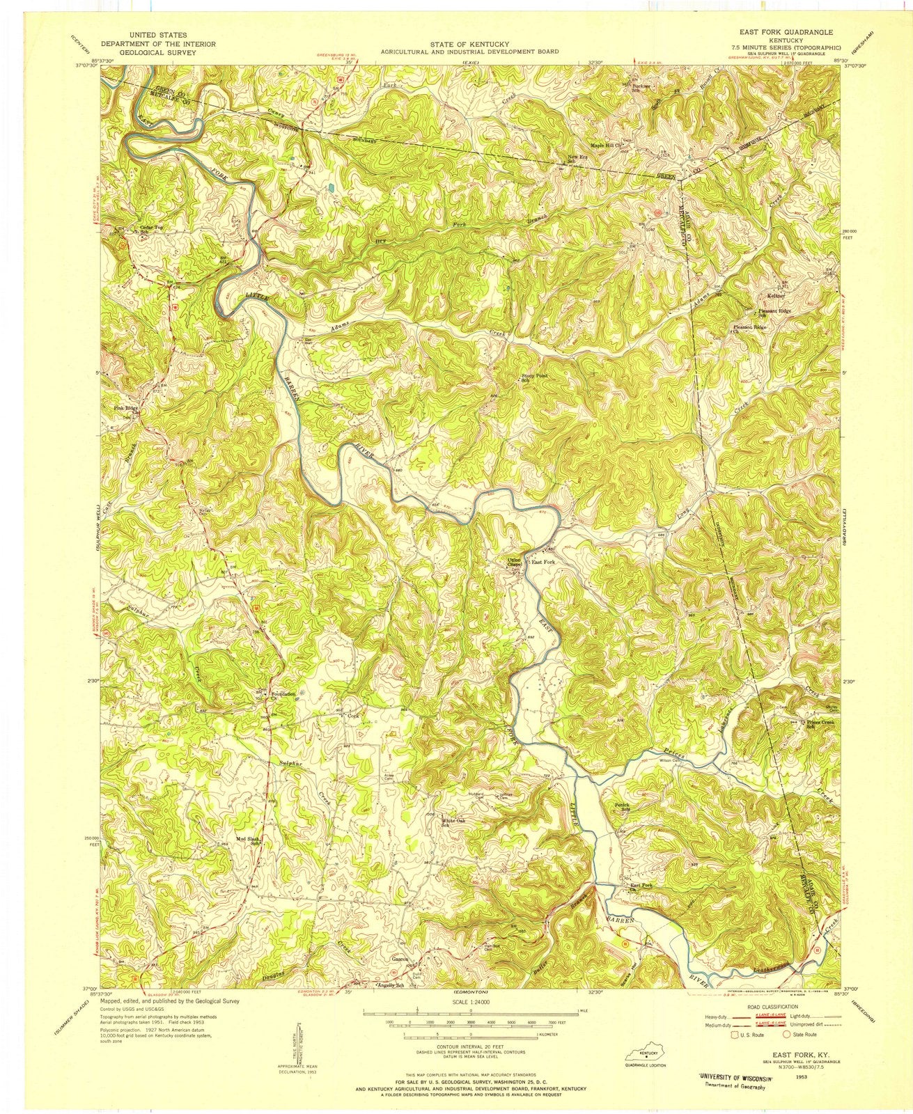 1953 East Fork, KY - Kentucky - USGS Topographic Map