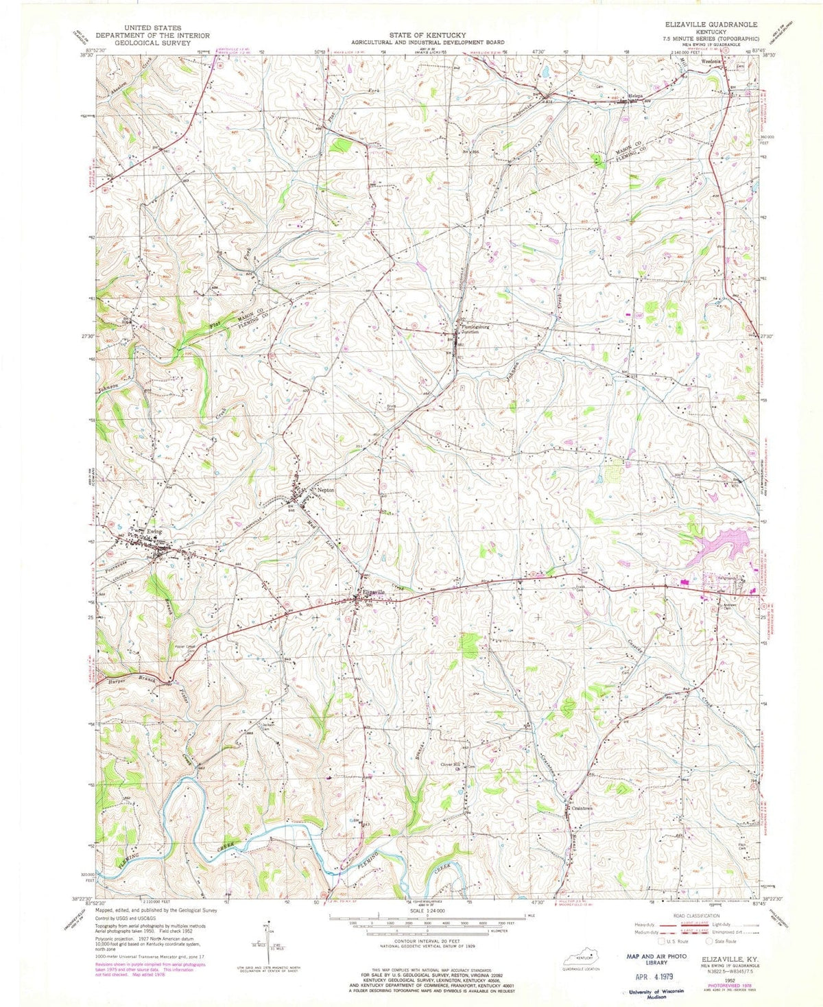 1952 Elizaville, KY - Kentucky - USGS Topographic Map