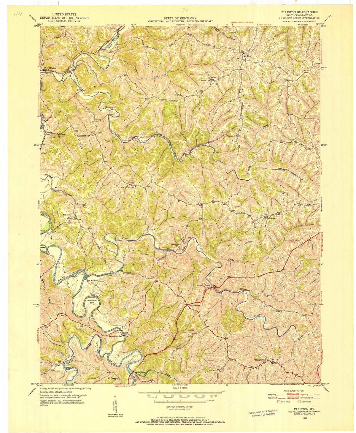 1950 Elliston, KY - Kentucky - USGS Topographic Map