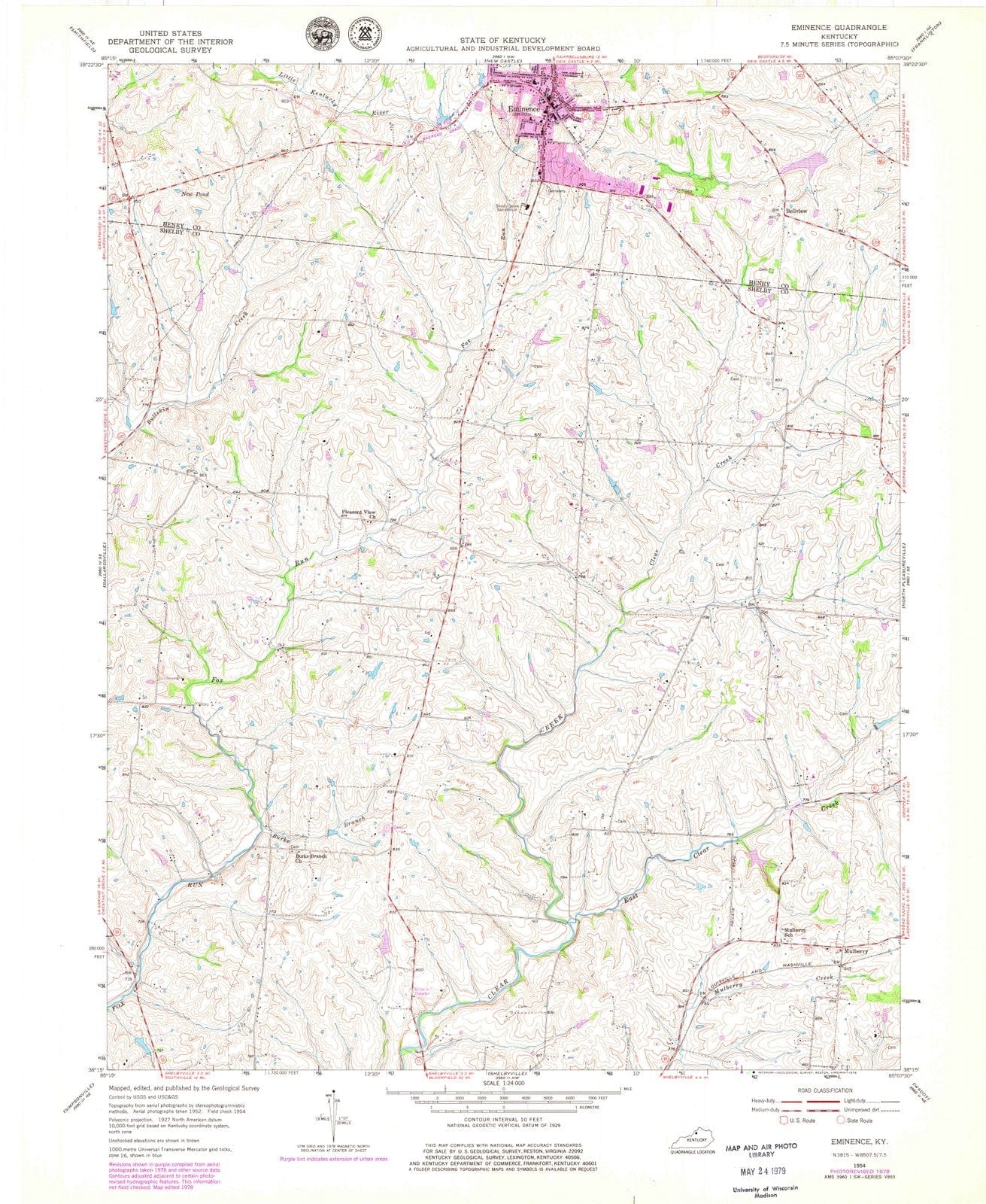1954 Eminence, KY - Kentucky - USGS Topographic Map