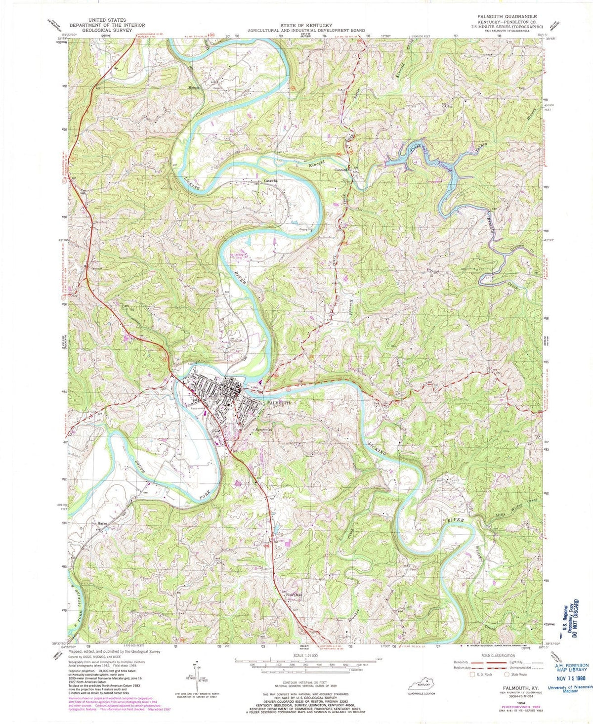 1954 Falmouth, KY - Kentucky - USGS Topographic Map