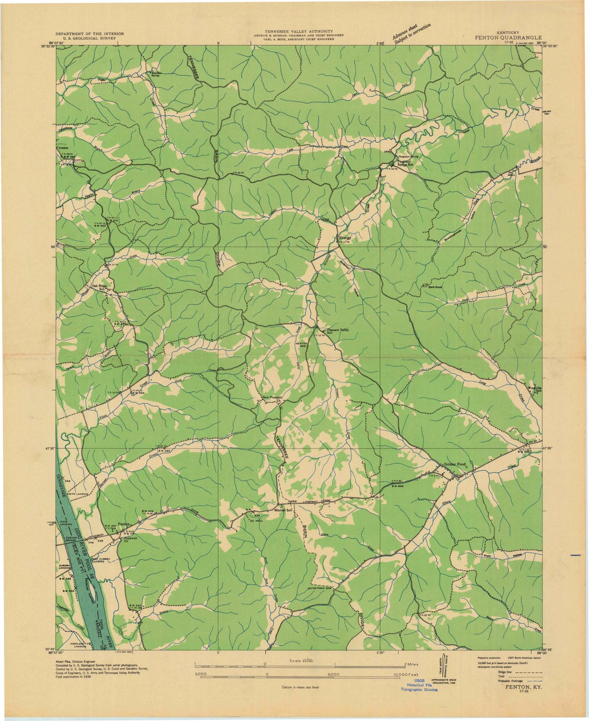 1936 Fenton, KY - Kentucky - USGS Topographic Map