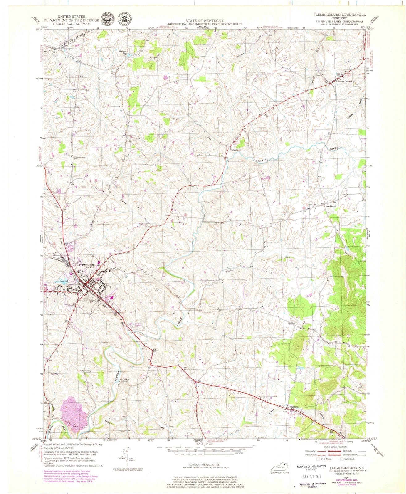 1951 Flemingsburg, KY - Kentucky - USGS Topographic Map
