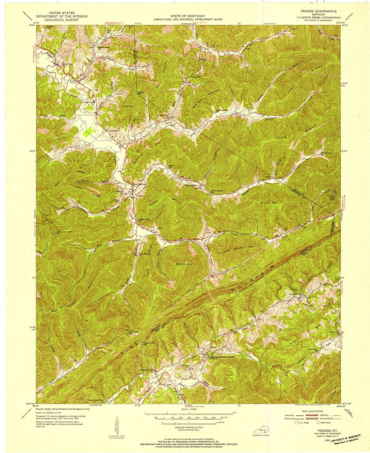 1952 Frakes, KY - Kentucky - USGS Topographic Map