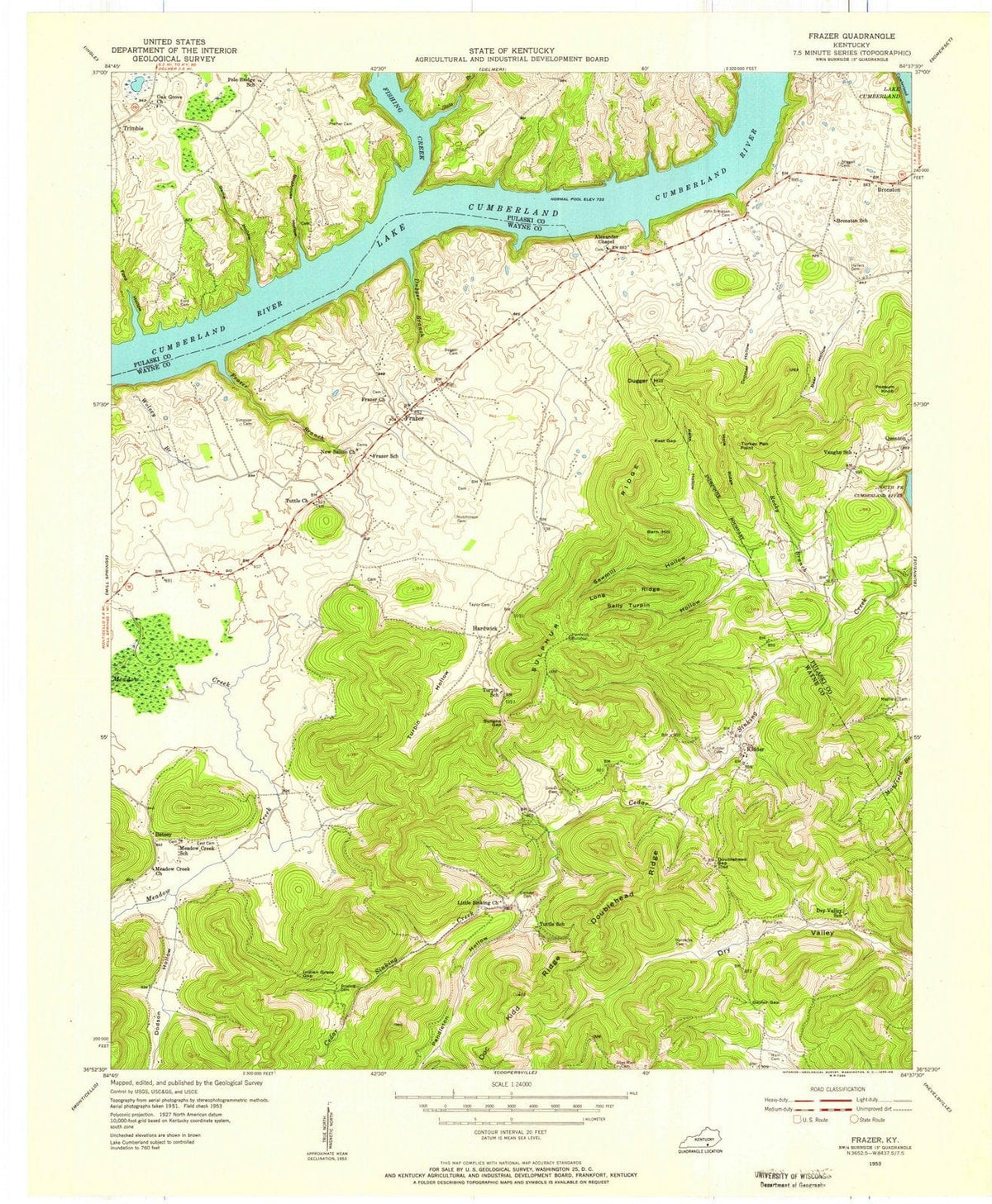 1953 Frazer, KY - Kentucky - USGS Topographic Map