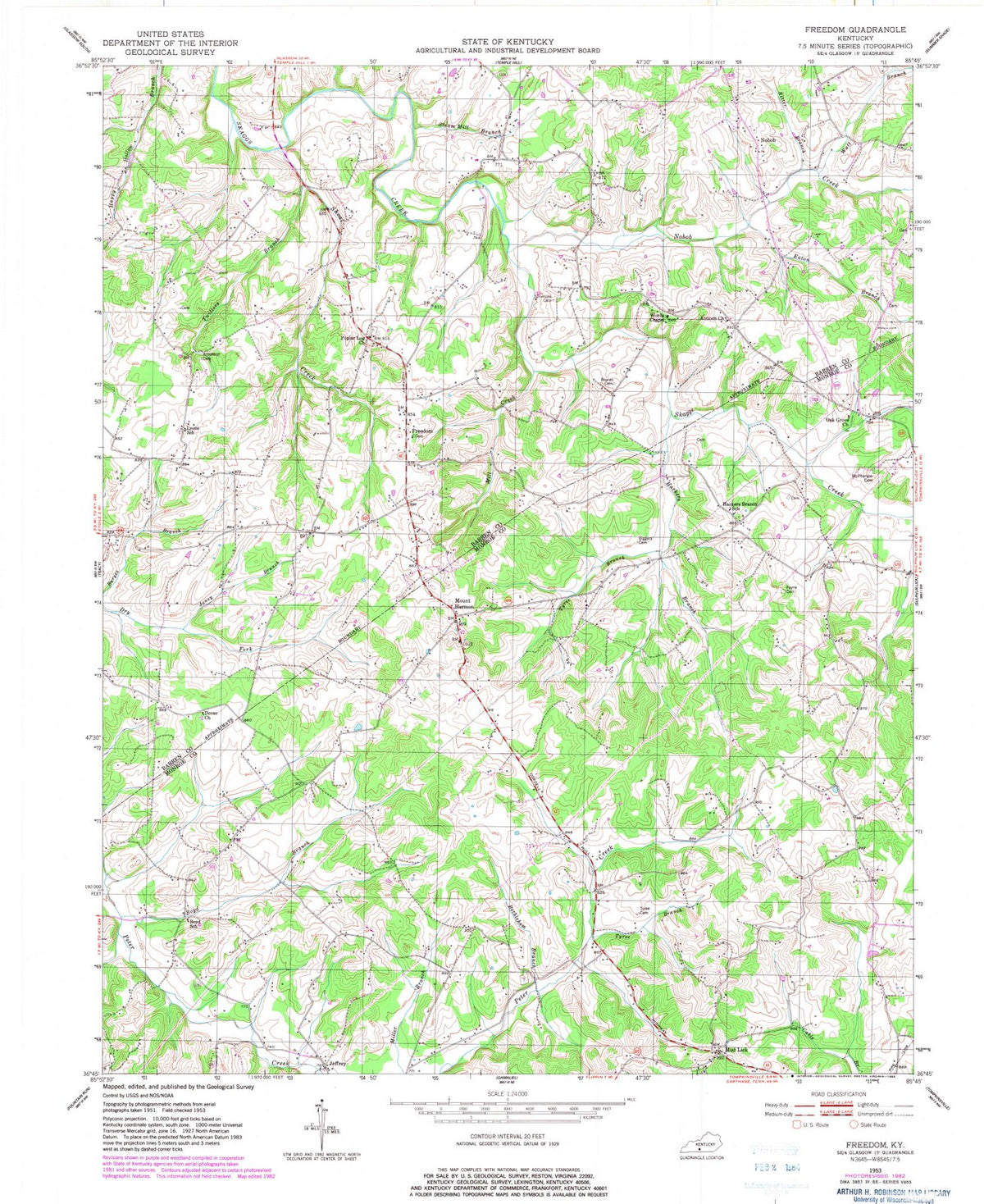 1953 Freedom, KY - Kentucky - USGS Topographic Map
