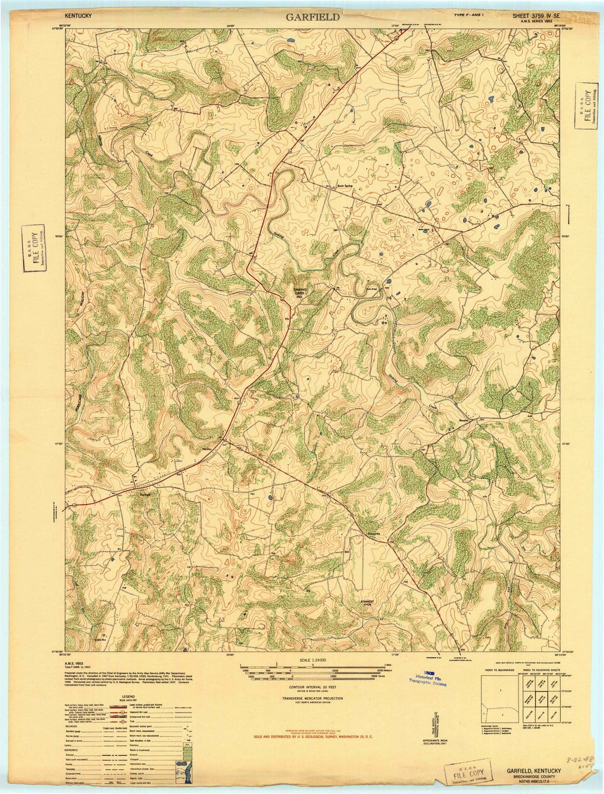 1947 Garfield, KY - Kentucky - USGS Topographic Map
