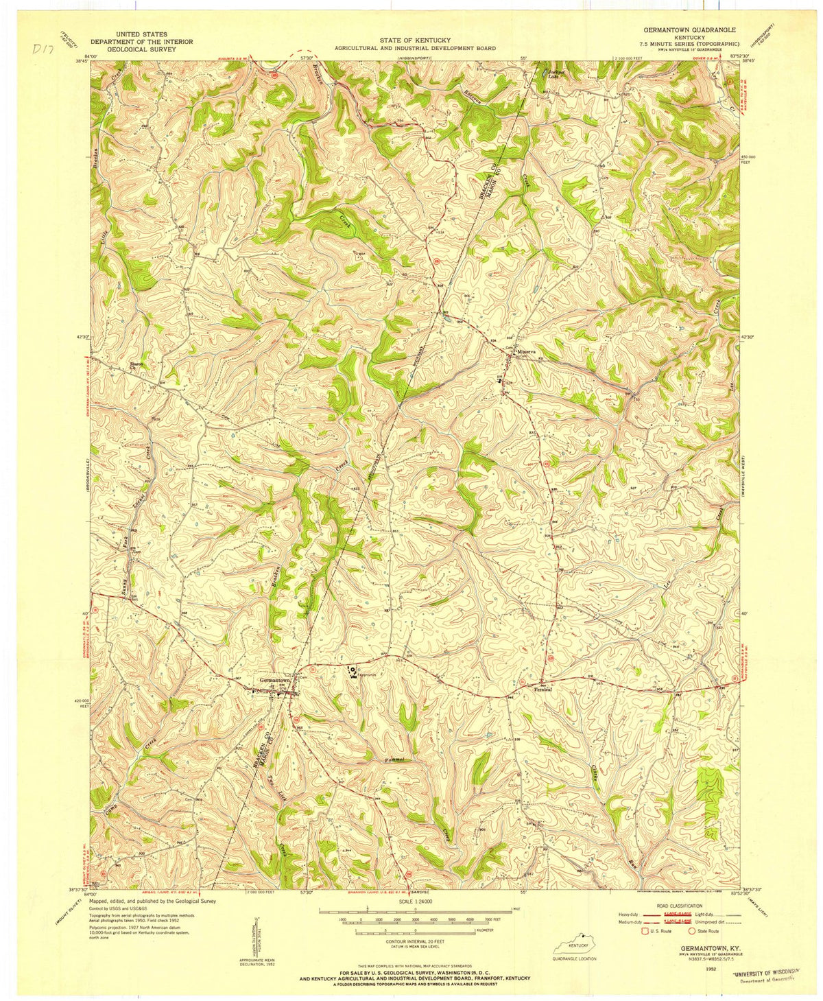 1952 Germantown, KY - Kentucky - USGS Topographic Map
