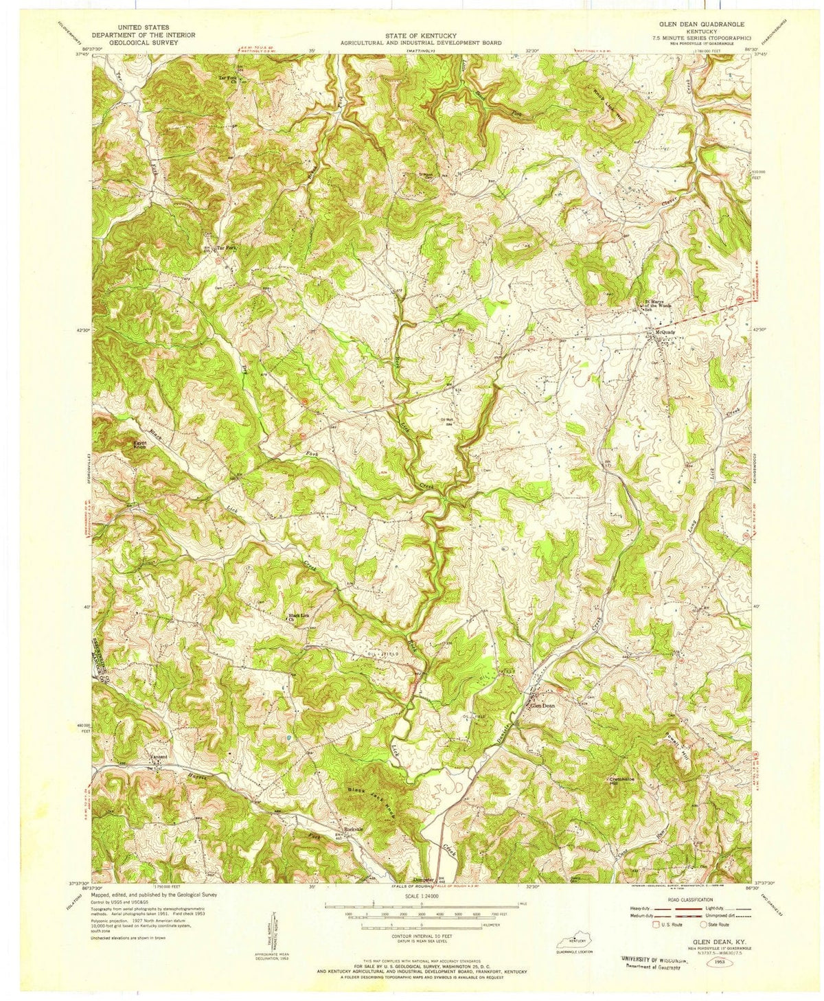 1953 Glenean, KY - Kentucky - USGS Topographic Map
