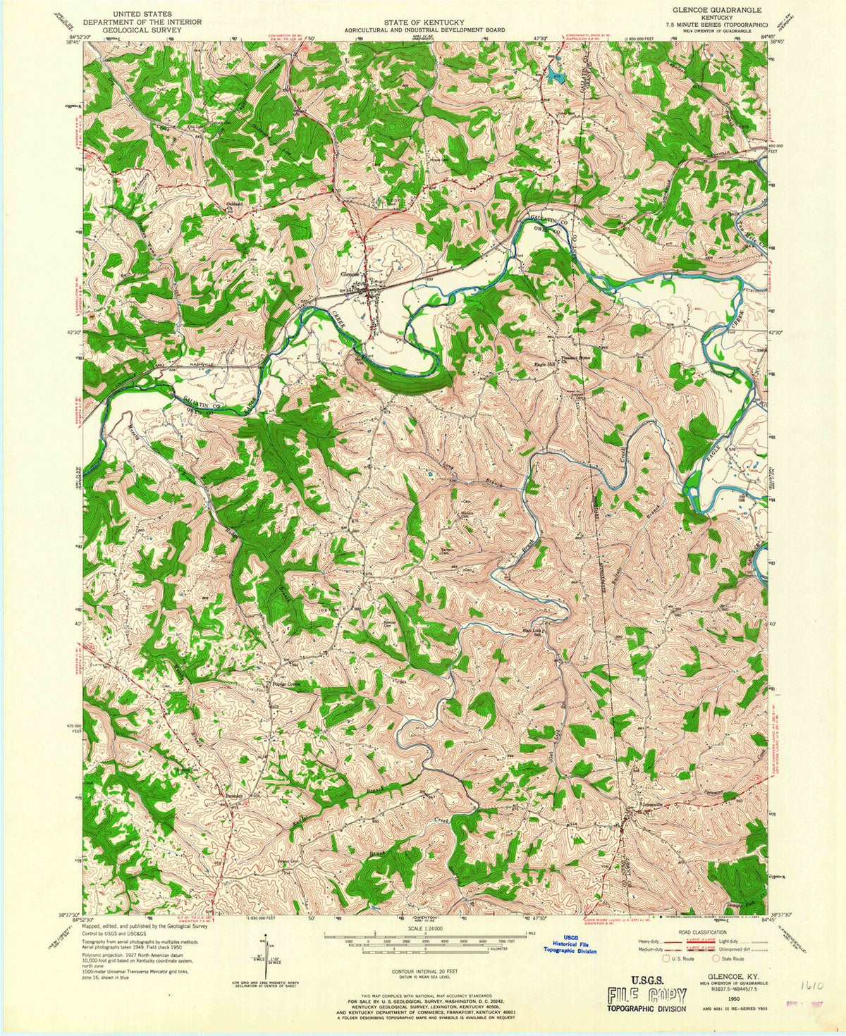 1950 Glencoe, KY - Kentucky - USGS Topographic Map