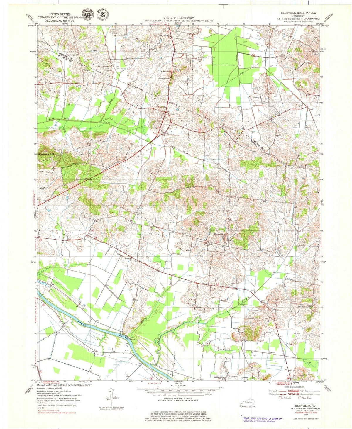 1953 Glenville, KY - Kentucky - USGS Topographic Map