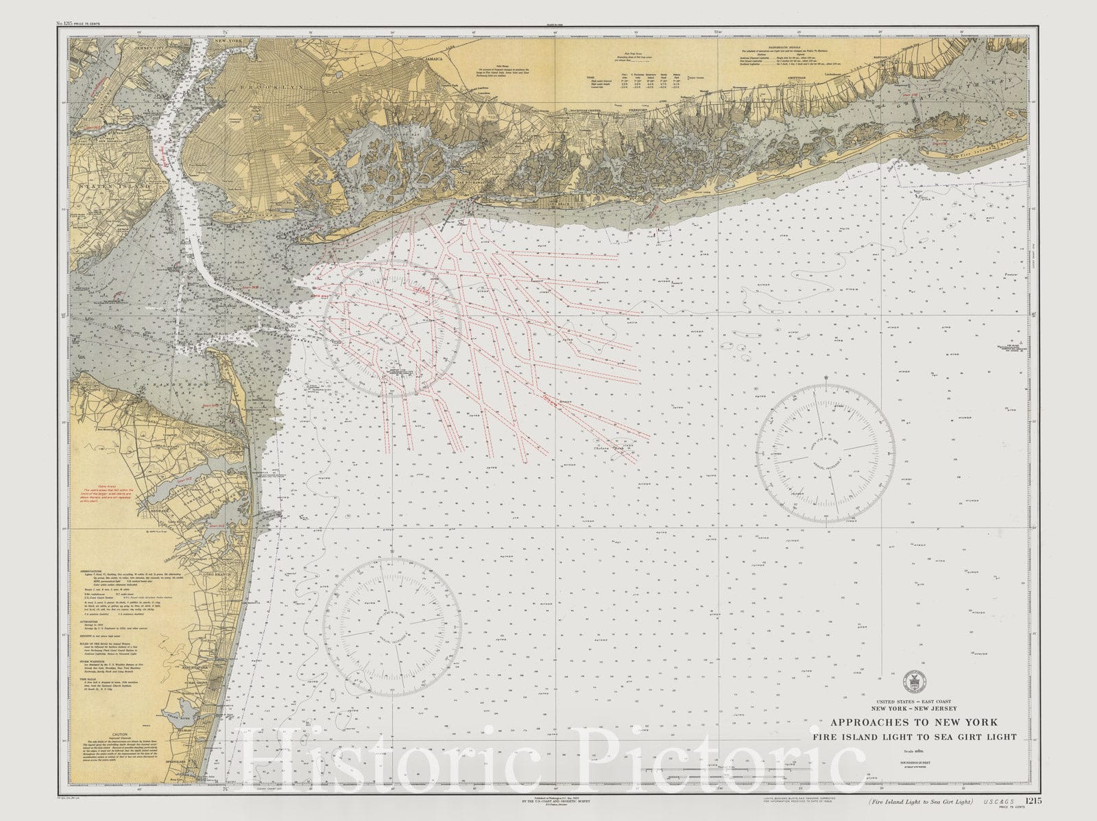 Historic Nautical Map - Fire Island Light To Sea Girt Light, 1934 NOAA Chart - New York, New Jersey (NY, NJ) - Vintage Wall Art