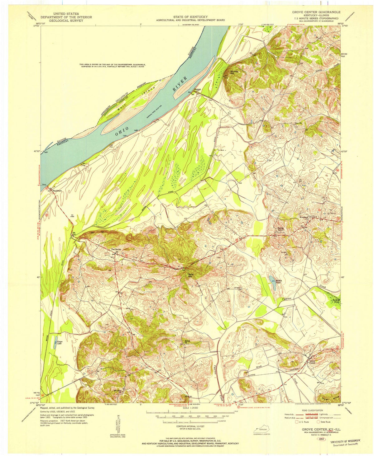 1953 Grove Center, KY - Kentucky - USGS Topographic Map