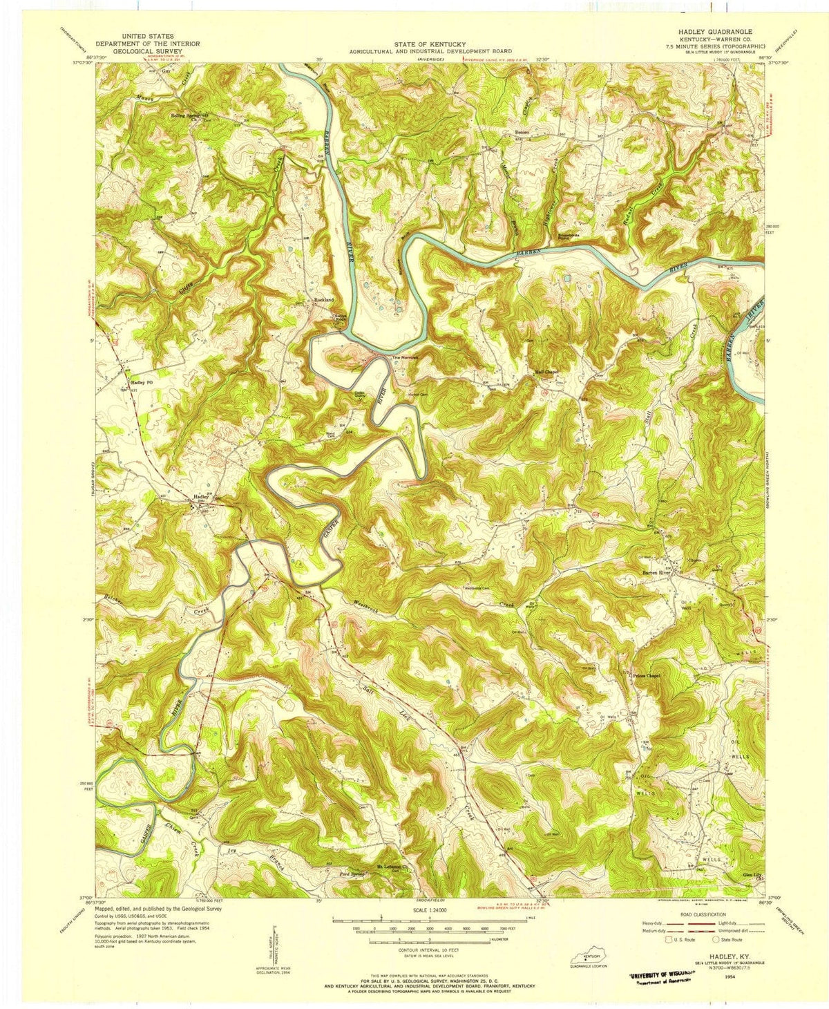 1954 Hadley, KY - Kentucky - USGS Topographic Map