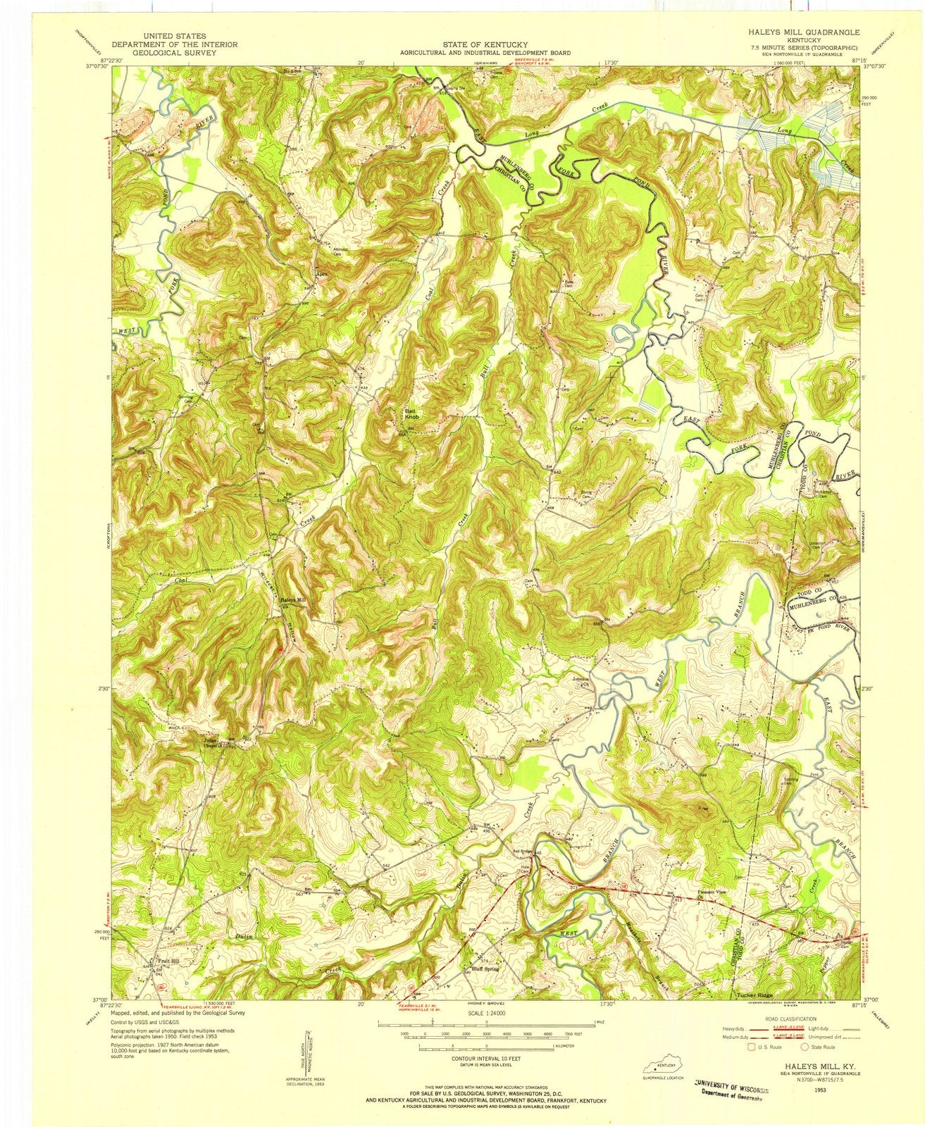 1953 Haleys Mill, KY - Kentucky - USGS Topographic Map