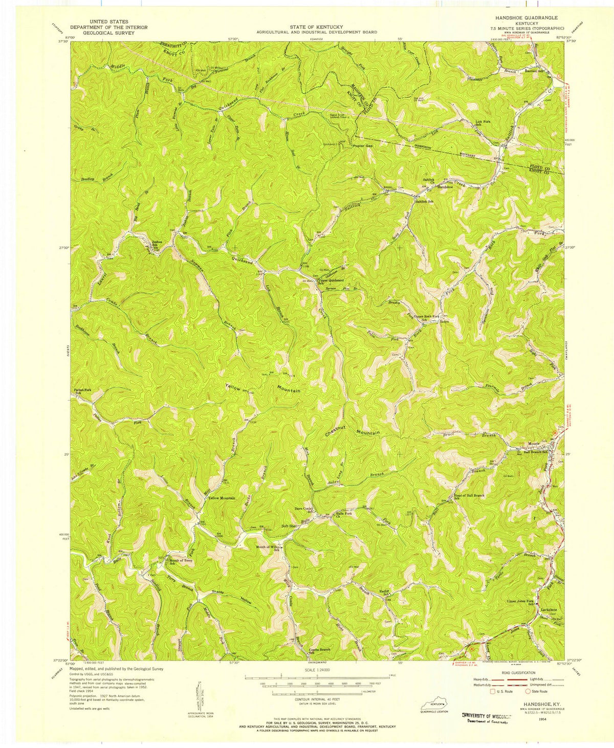 1954 Handshoe, KY - Kentucky - USGS Topographic Map