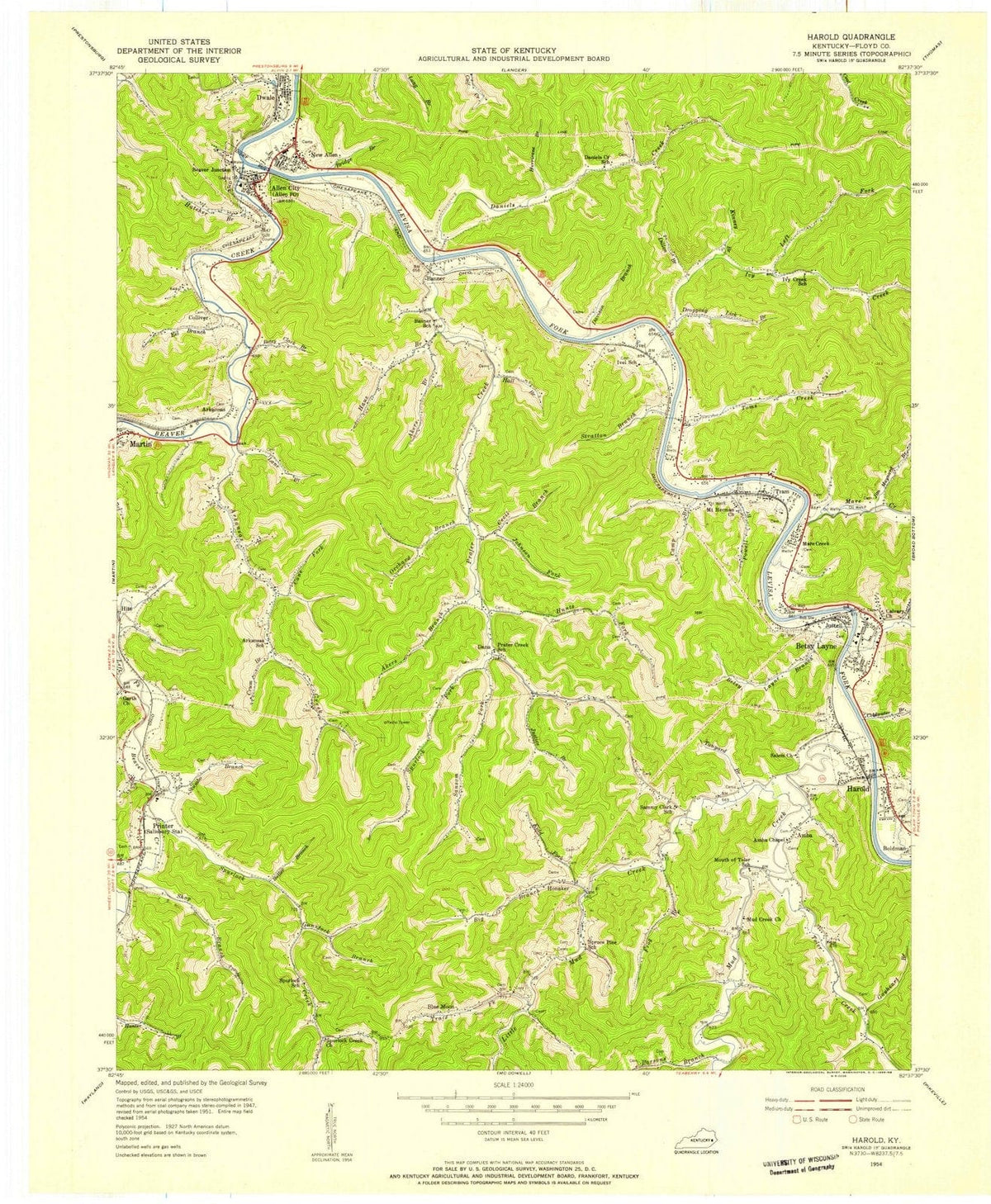 1954 Harold, KY - Kentucky - USGS Topographic Map