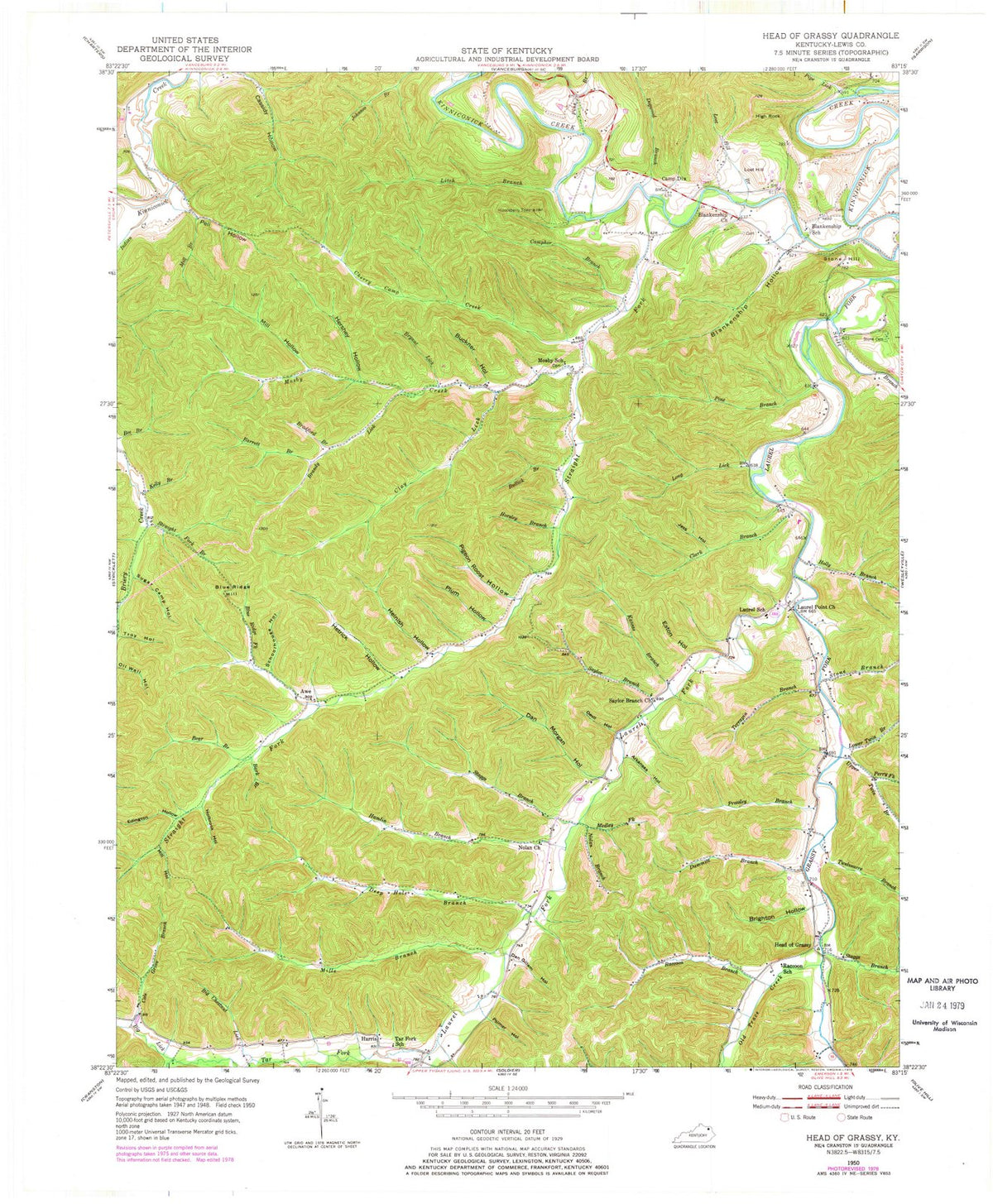 1950 Head of Grassy, KY - Kentucky - USGS Topographic Map