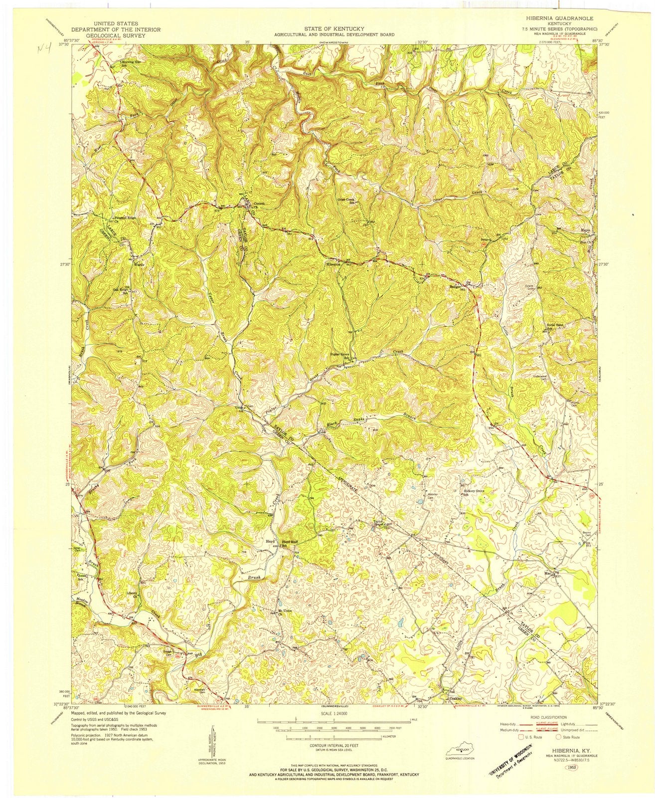 1953 Hibernia, KY - Kentucky - USGS Topographic Map