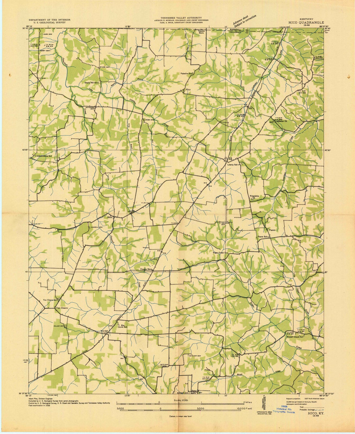 1936 Hico, KY - Kentucky - USGS Topographic Map