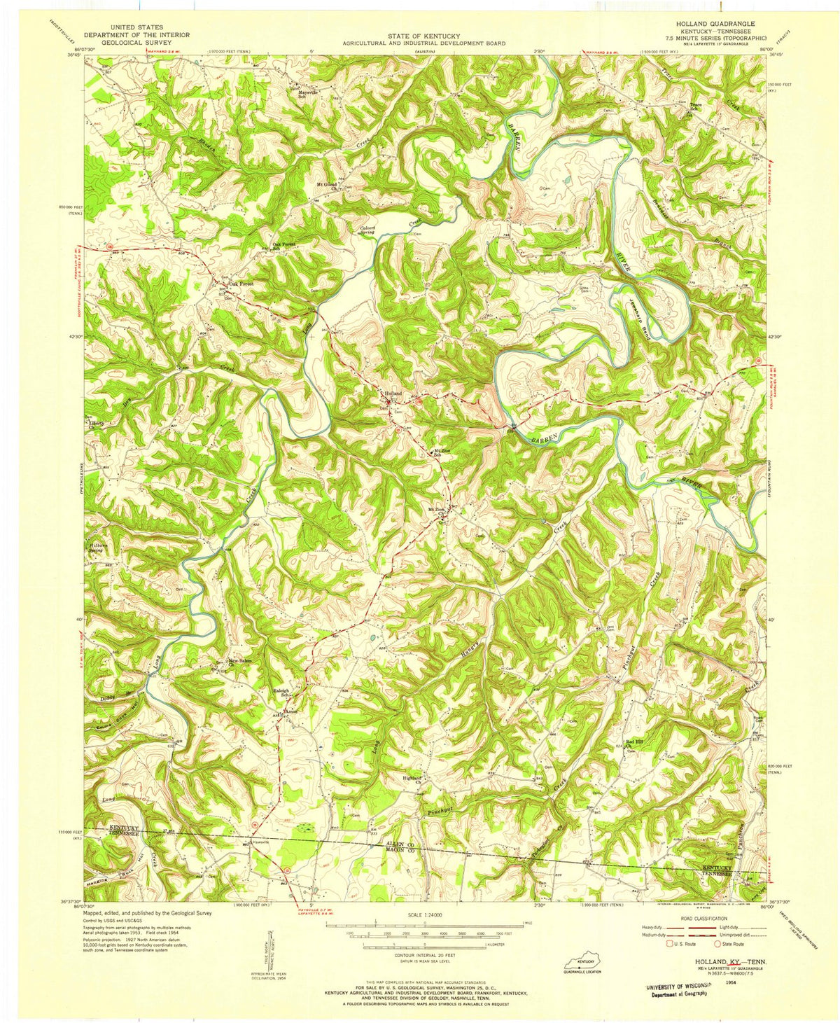 1954 Holland, KY - Kentucky - USGS Topographic Map