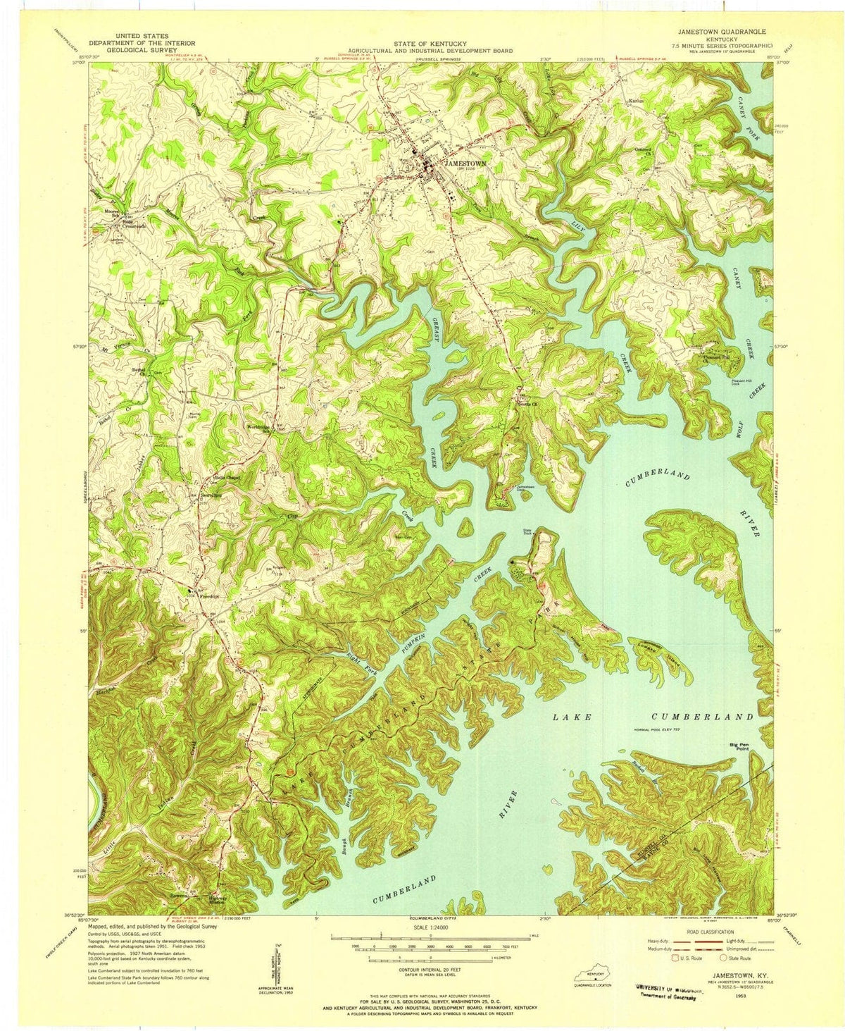 1953 Jamestown, KY - Kentucky - USGS Topographic Map