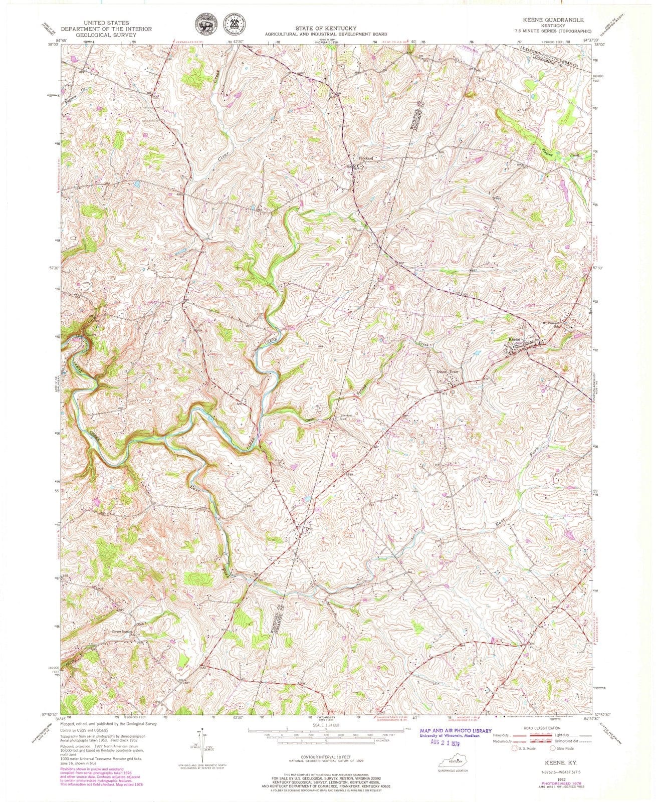 1952 Keene, KY - Kentucky - USGS Topographic Map