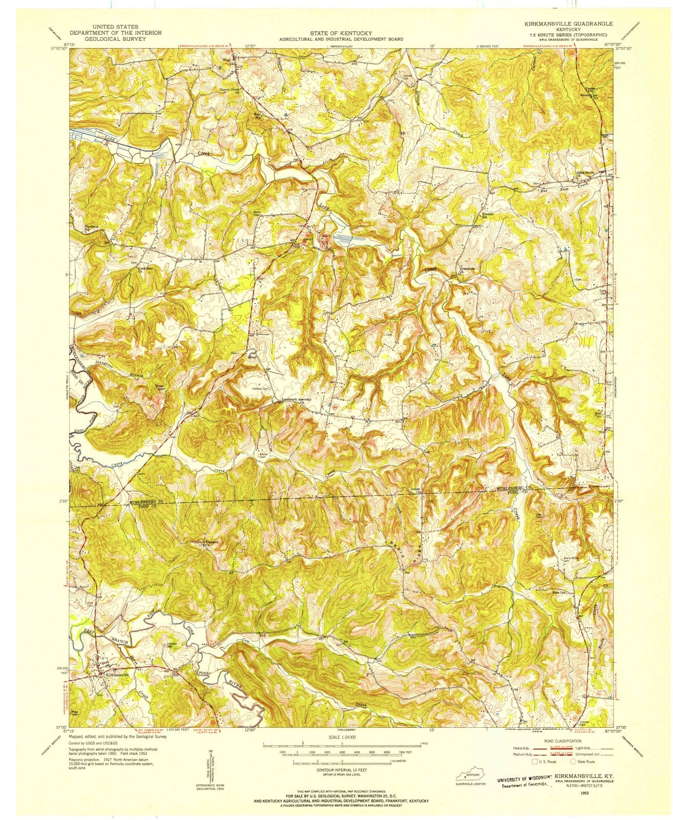 1953 Kirkmansville, KY - Kentucky - USGS Topographic Map