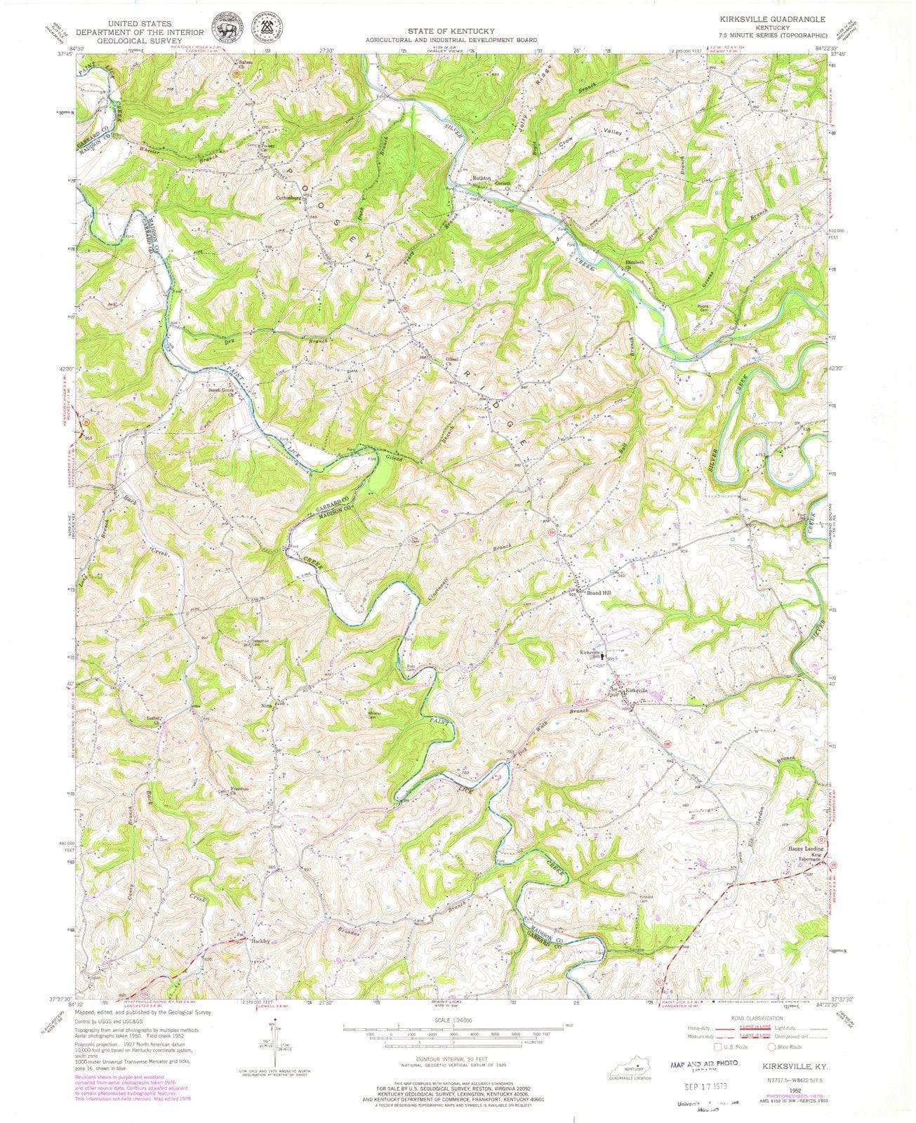 1952 Kirksville, KY - Kentucky - USGS Topographic Map