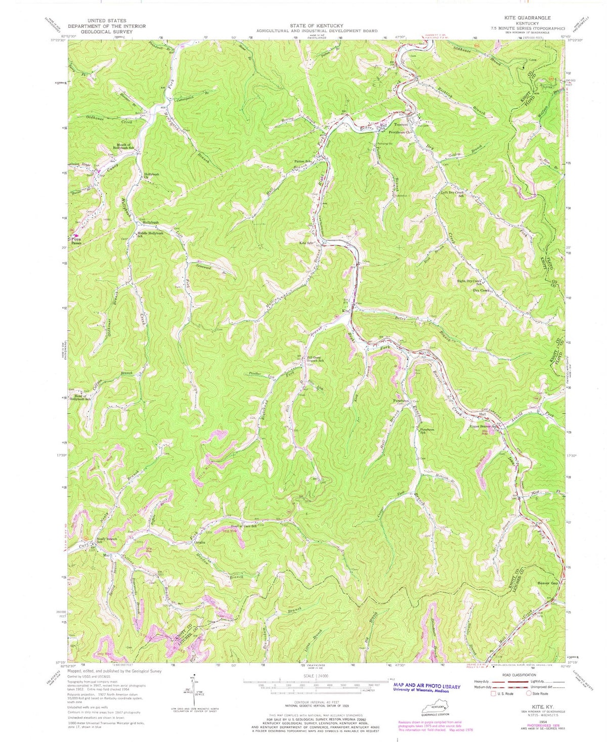 1954 Kite, KY - Kentucky - USGS Topographic Map