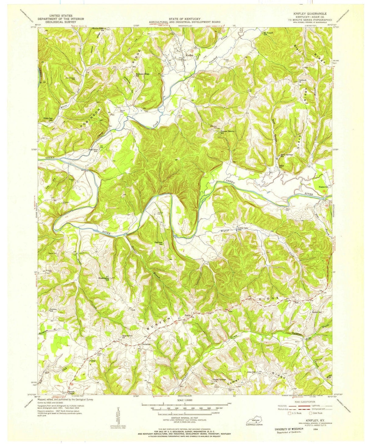 1954 Knifley, KY - Kentucky - USGS Topographic Map
