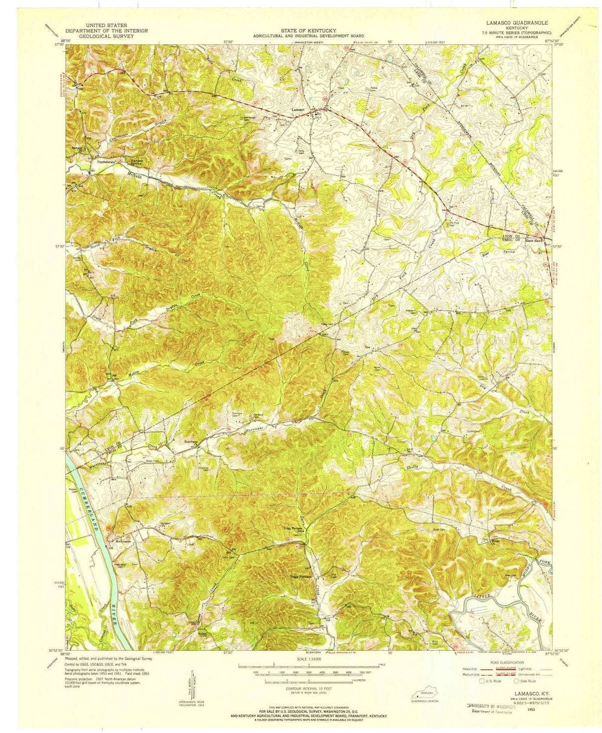 1953 Lamasco, KY - Kentucky - USGS Topographic Map