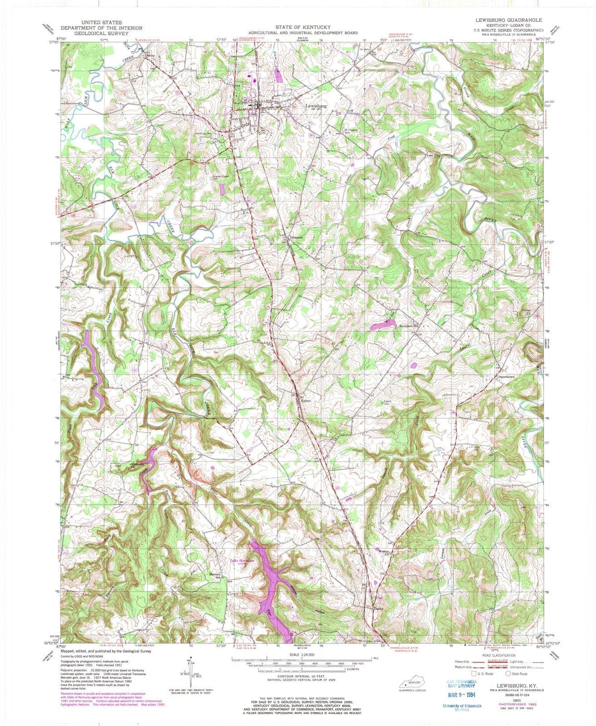 1951 Lewisburg, KY - Kentucky - USGS Topographic Map