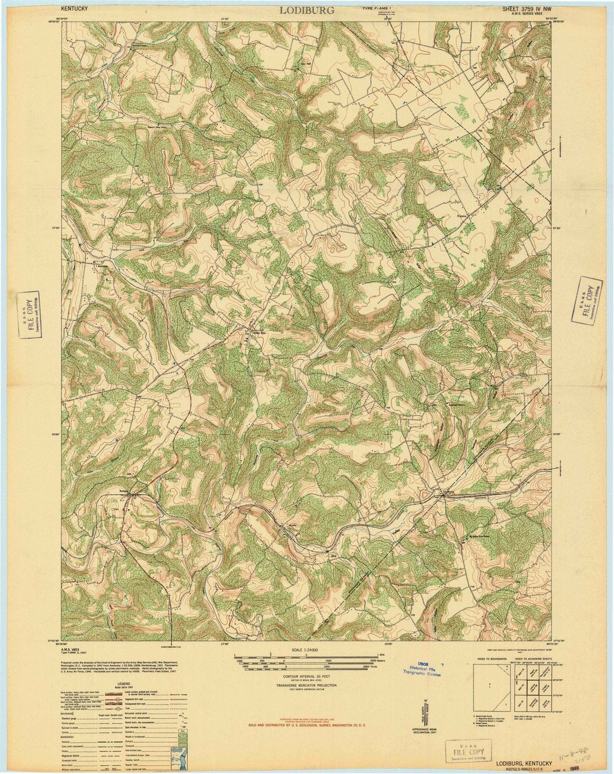 1947 Lodiburg, KY - Kentucky - USGS Topographic Map