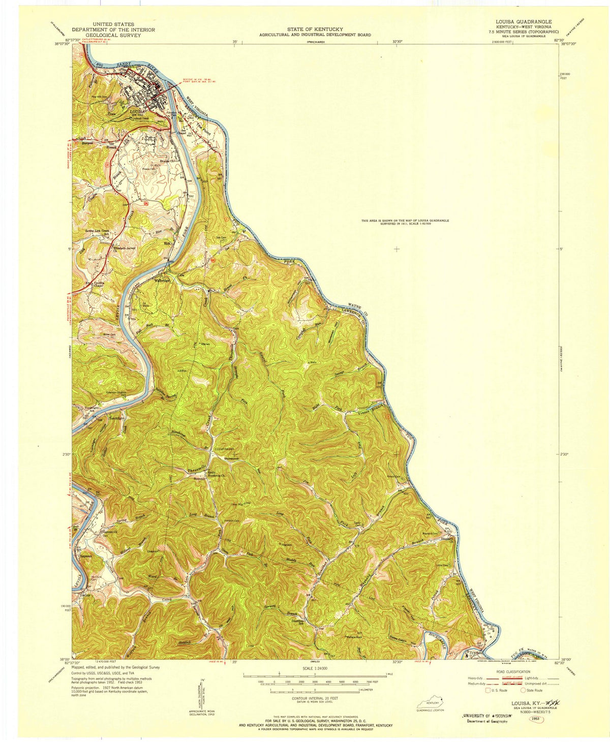 1953 Louisa, KY - Kentucky - USGS Topographic Map
