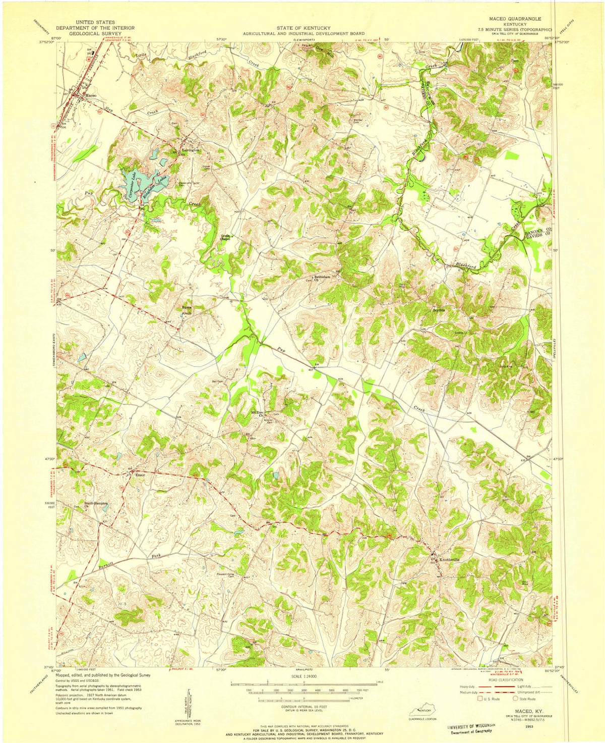 1953 Maceo, KY - Kentucky - USGS Topographic Map