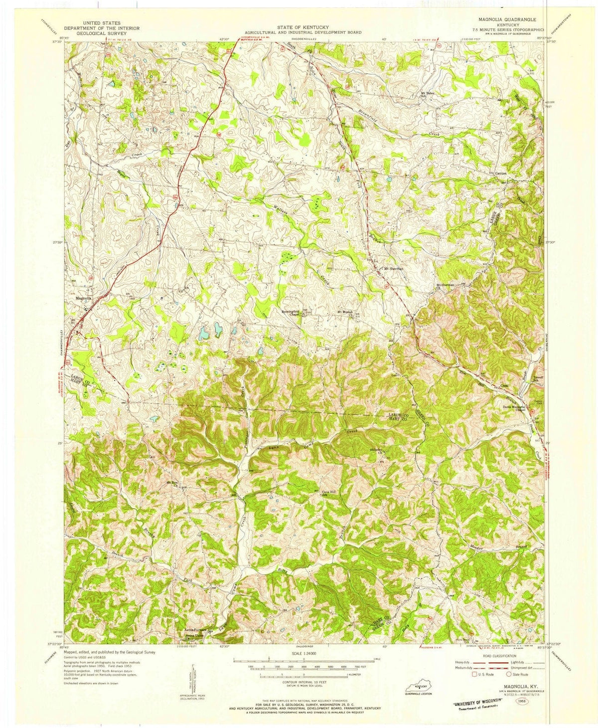 1953 Magnolia, KY - Kentucky - USGS Topographic Map